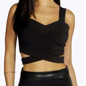 Black Boohoo Cut Out Bralet - NWT